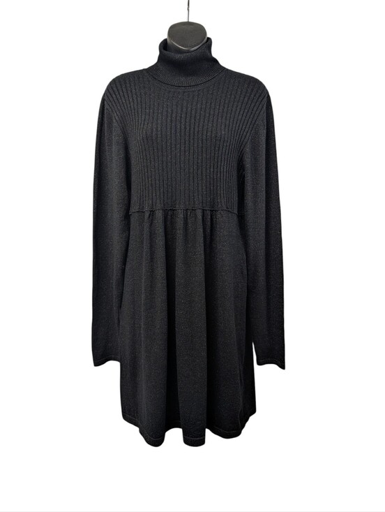 Apt. 9 Dresses & Skirts - Apt. 9 Women Black Sparkle Turtleneck Sweater Dress Size XL Metallic Long Sleeve